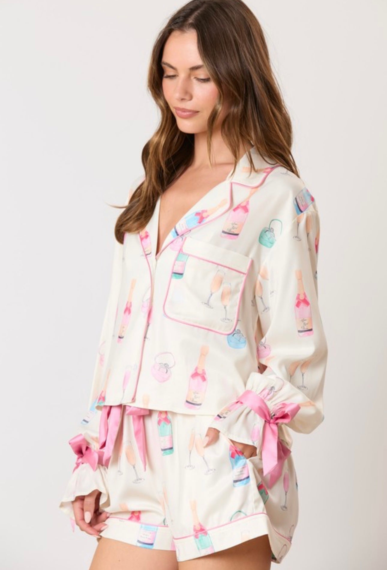 Rosé And Stay Pajama Top